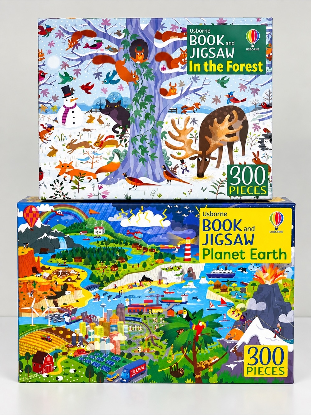 Usborne Book & Jigsaw Puzzle Set 300 Piece Planet Earth & In the Forest